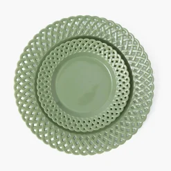 Sage Basketweave Dinner & Starter Plates (Set of 8)