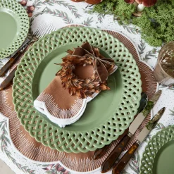 Sage Basketweave Dinner & Starter Plates (Set of 8)