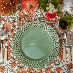 Sage Basketweave Dinner Plates (Set of 4)