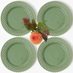 Sage Basketweave Dinner Plates (Set of 4)