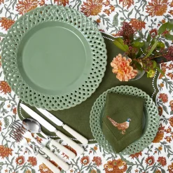 Sage Basketweave Dinner Plates (Set of 4)