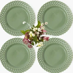 Sage Basketweave Starter Plates (Set of 4)
