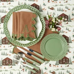 Sage Basketweave Starter Plates (Set of 4)