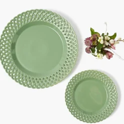 Sage Basketweave Starter Plates (Set of 4)