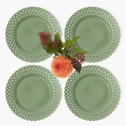 Sage Basketweave Starter Plates (Set of 4)