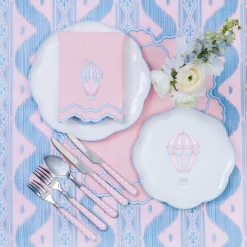 Sarah Pink & Blue Hot Air Balloon Embroidered Napkins (Set of 4)