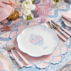 Sarah Pink & Blue Hot Air Balloon Embroidered Napkins (Set of 4)