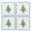 Scalloped Christmas Tree Cocktail Napkins (Set of 4)