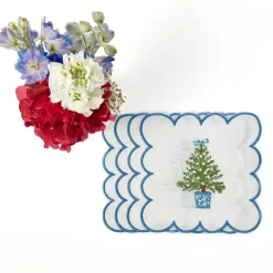 Scalloped Christmas Tree Cocktail Napkins (Set of 4)