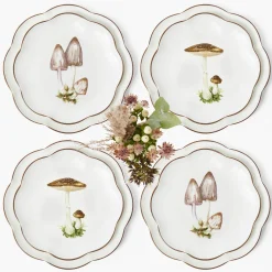 Scalloped Mushroom Dinner & Starter Plates (Set of 8)