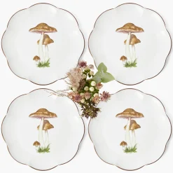 Scalloped Mushroom Dinner & Starter Plates (Set of 8)