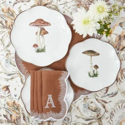 Scalloped Mushroom Dinner & Starter Plates (Set of 8)