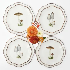 Scalloped Mushroom Dinner & Starter Plates (Set of 8)