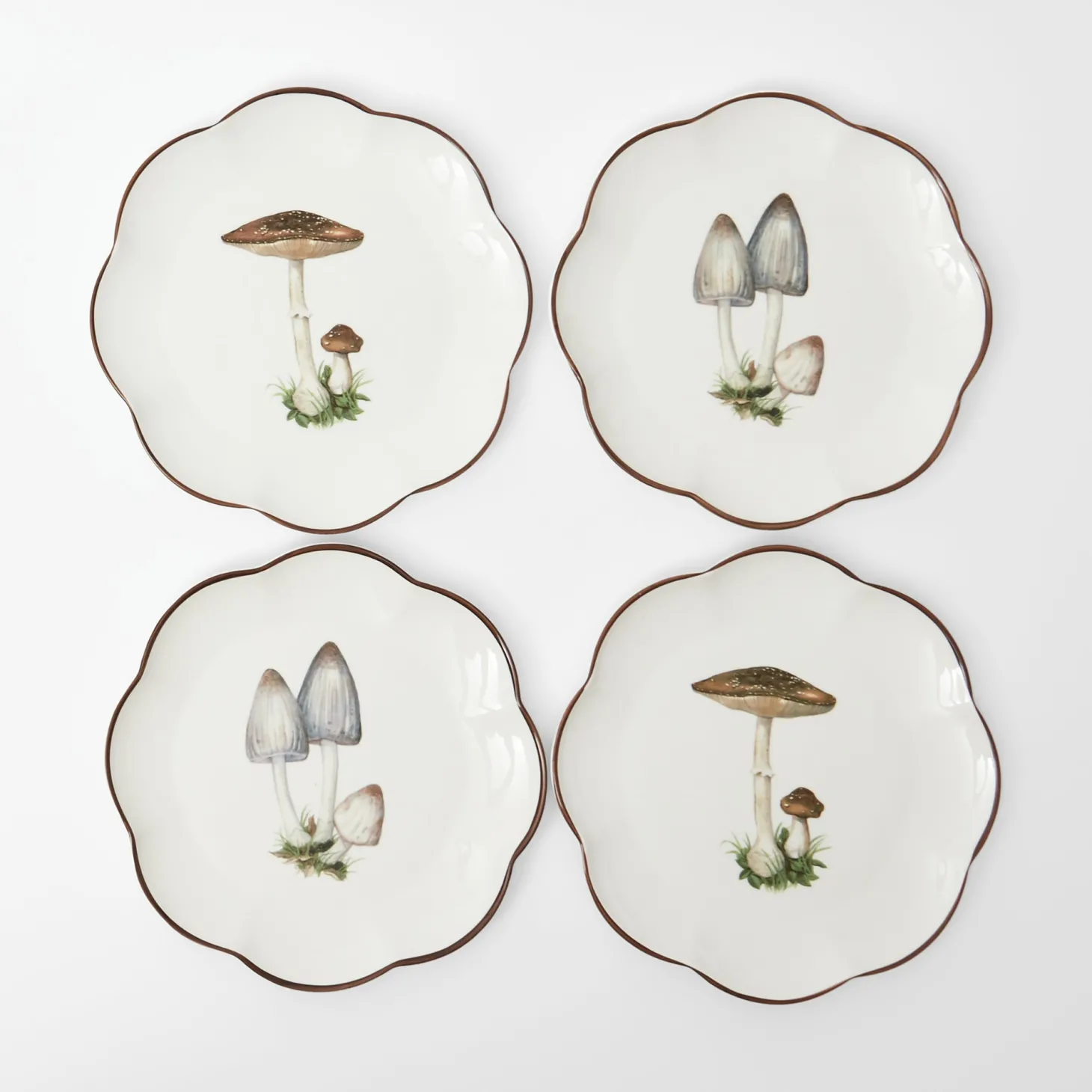 Scalloped Mushroom Starter Plates (Set of 4)