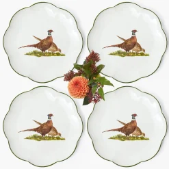Scalloped Pheasant Dinner Plates (Set of 4)