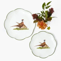 Scalloped Pheasant Dinner Plates (Set of 4)
