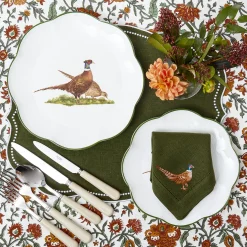 Scalloped Pheasant Dinner Plates (Set of 4)
