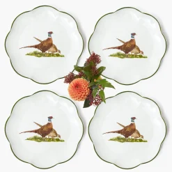 Scalloped Pheasant Starter Plates (Set of 4)