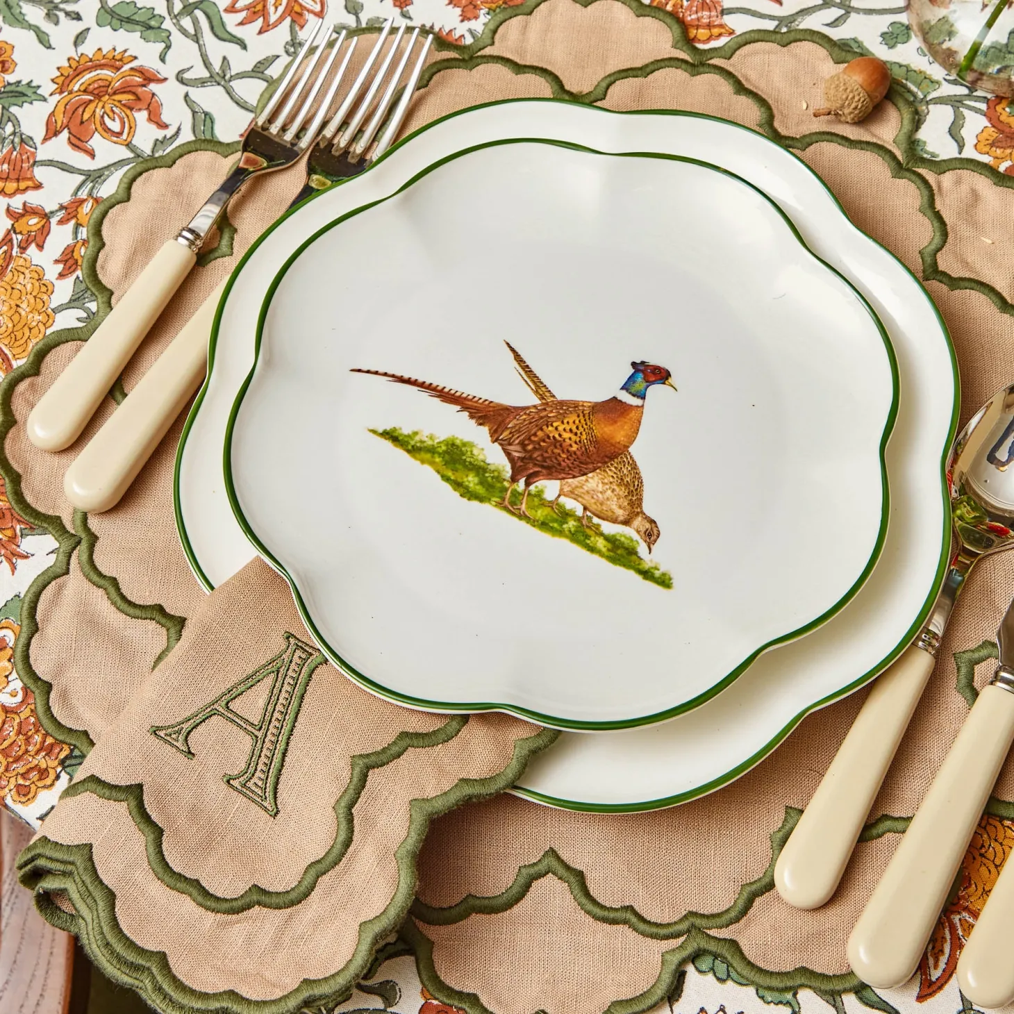 Scalloped Pheasant Starter Plates (Set of 4)