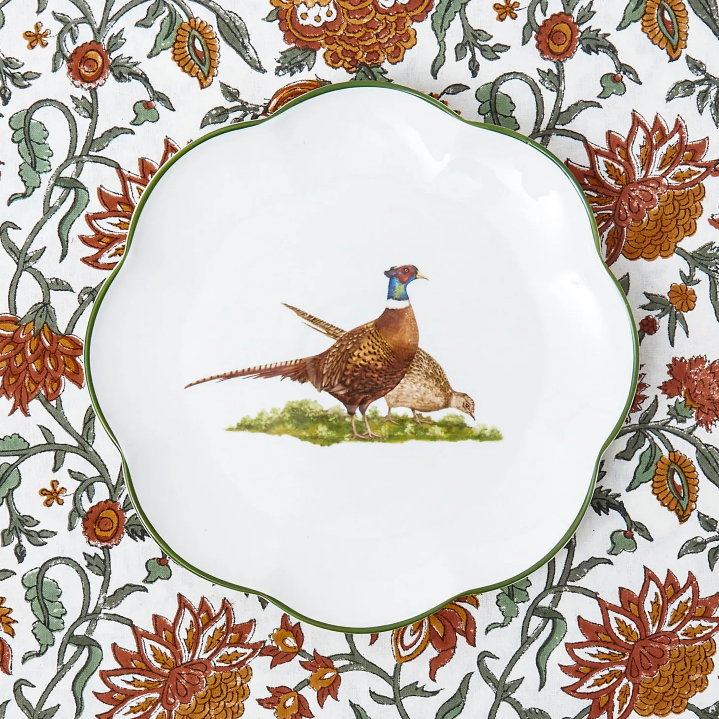 Scalloped Pheasant Starter Plates (Set of 4)