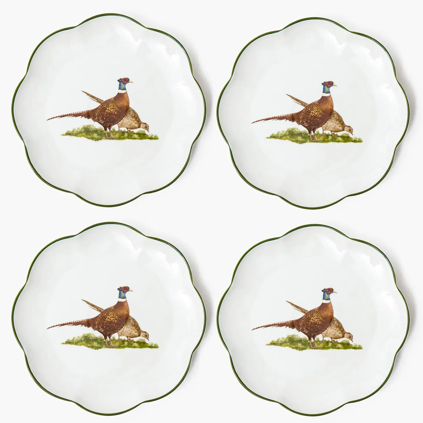 Scalloped Pheasant Starter Plates (Set of 4)