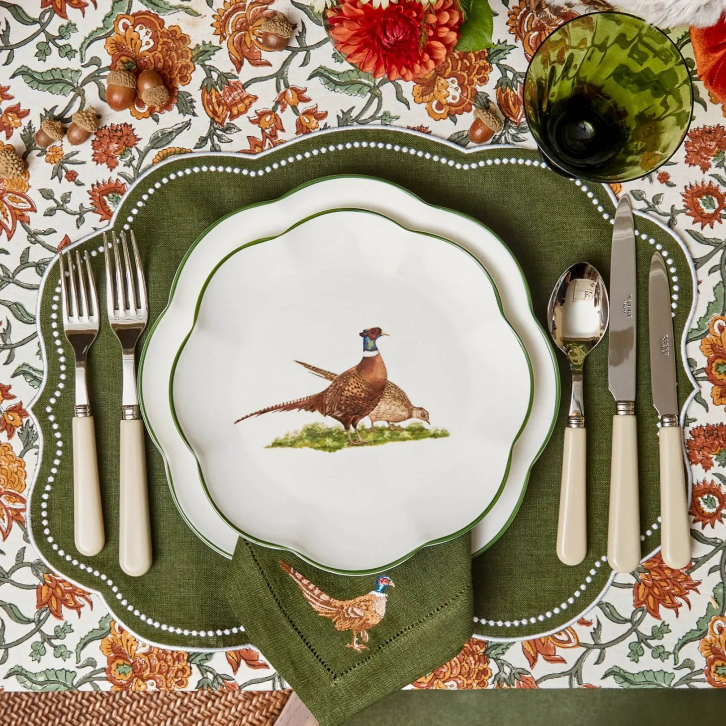 Scalloped Pheasant Starter Plates (Set of 4)