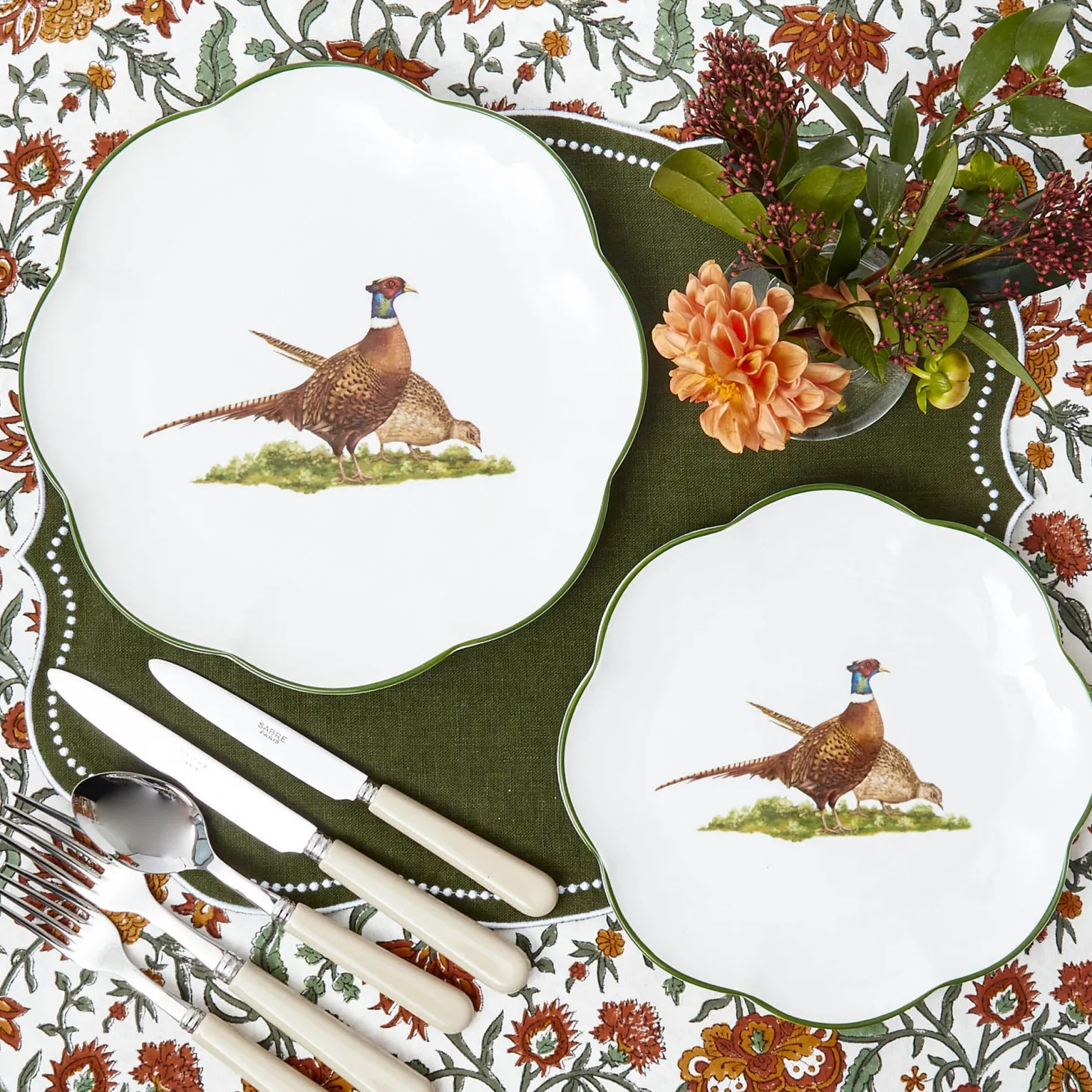 Scalloped Pheasant Starter Plates (Set of 4)