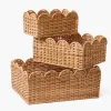 Scalloped Rattan Baskets (Set of 3)