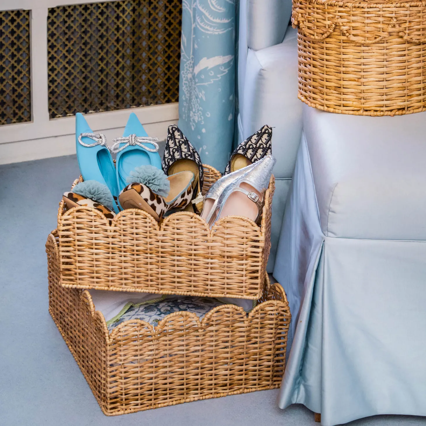 Scalloped Rattan Baskets (Set of 3)