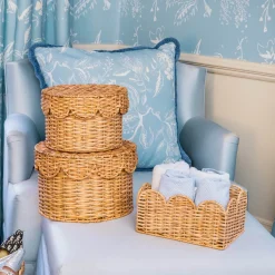 Scalloped Rattan Baskets (Set of 3)