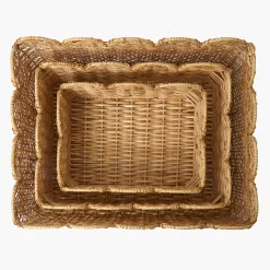 Scalloped Rattan Baskets (Set of 3)
