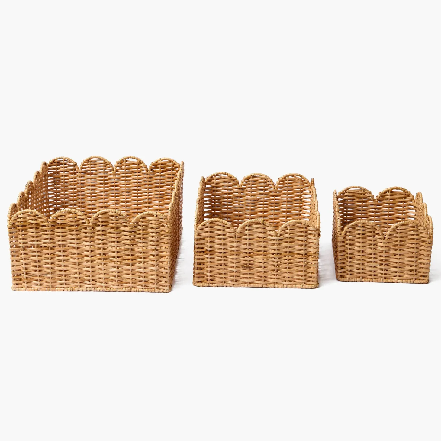 Scalloped Rattan Baskets (Set of 3)