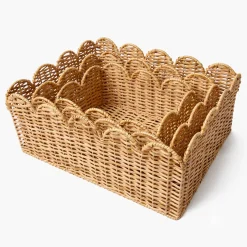 Scalloped Rattan Baskets (Set of 3)