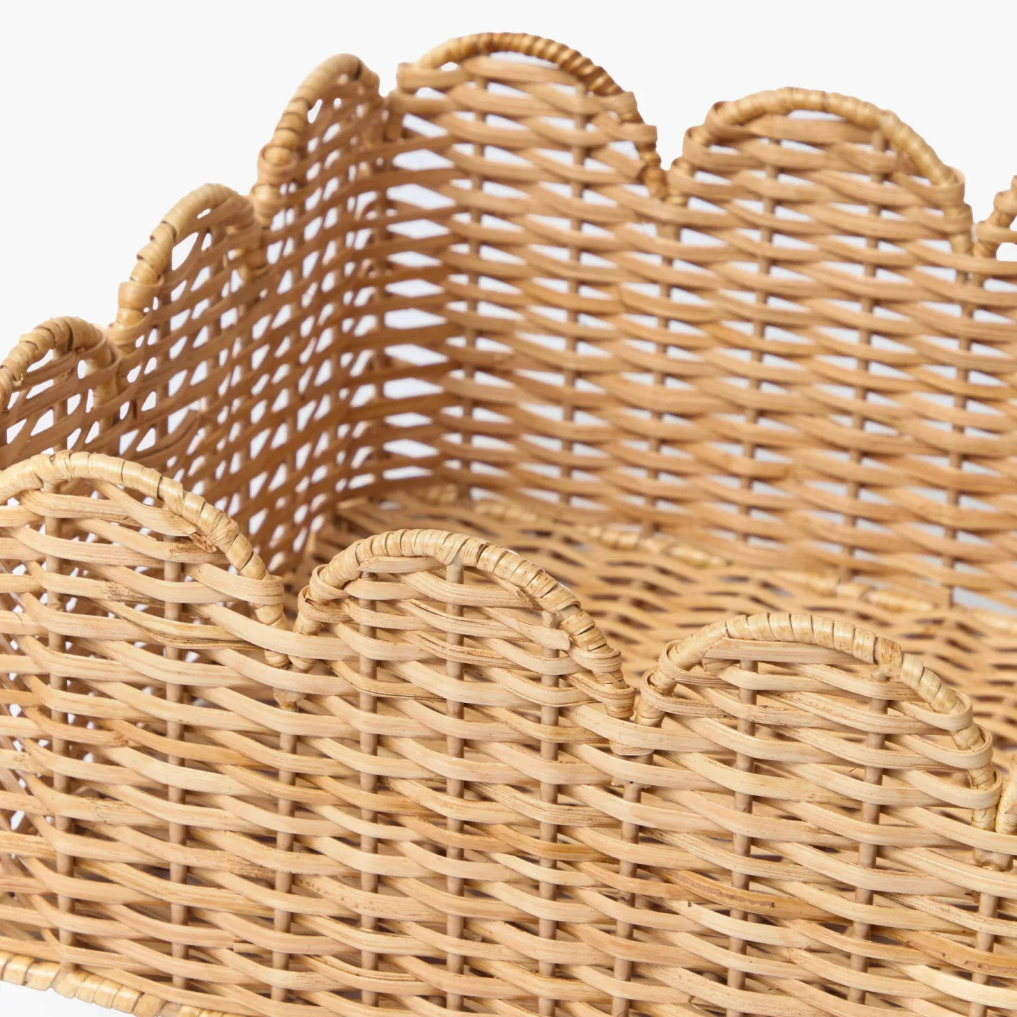 Scalloped Rattan Baskets (Set of 3)