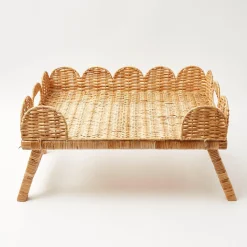 Scalloped Rattan Breakfast Tray