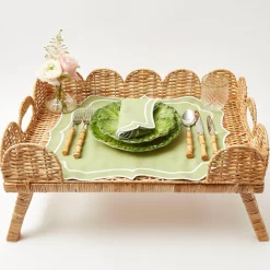 Scalloped Rattan Breakfast Tray