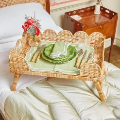 Scalloped Rattan Breakfast Tray