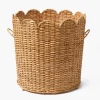 Scalloped Rattan Log Basket