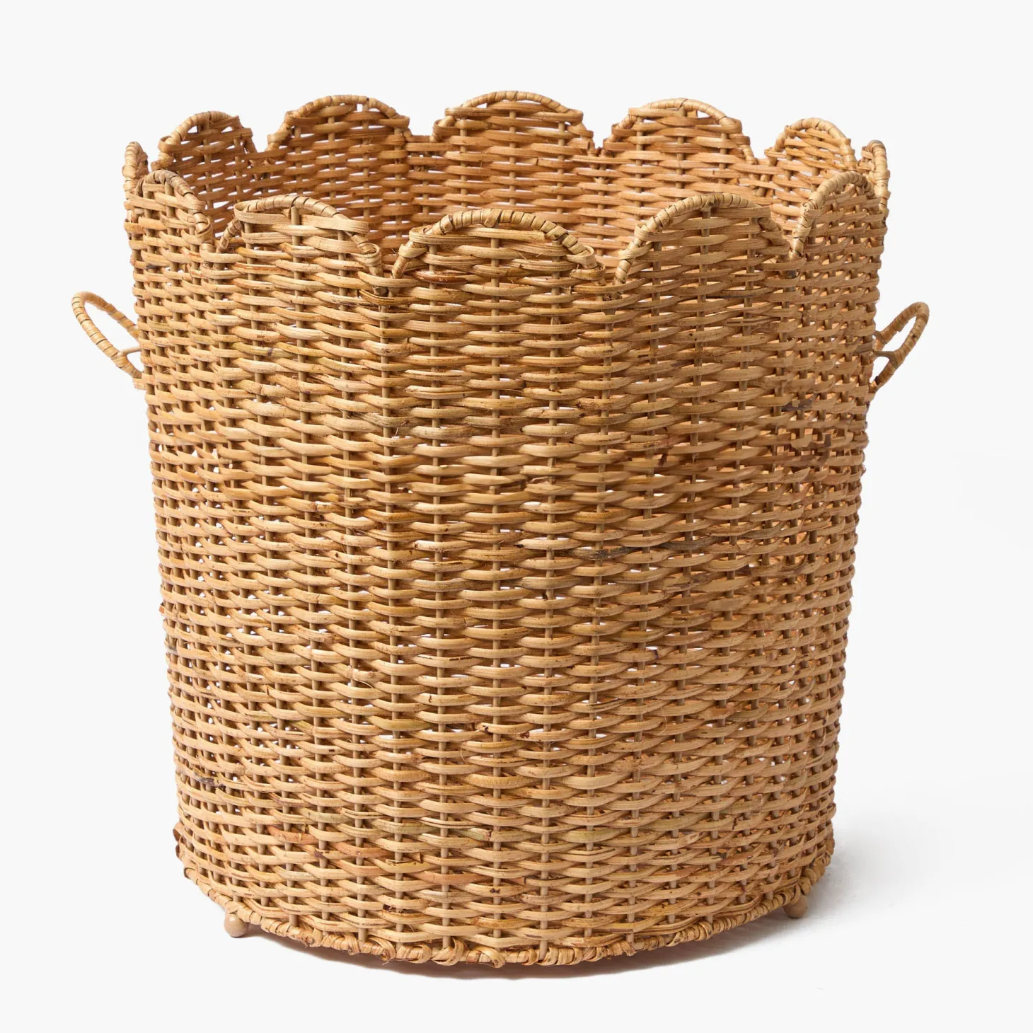 Scalloped Rattan Log Basket