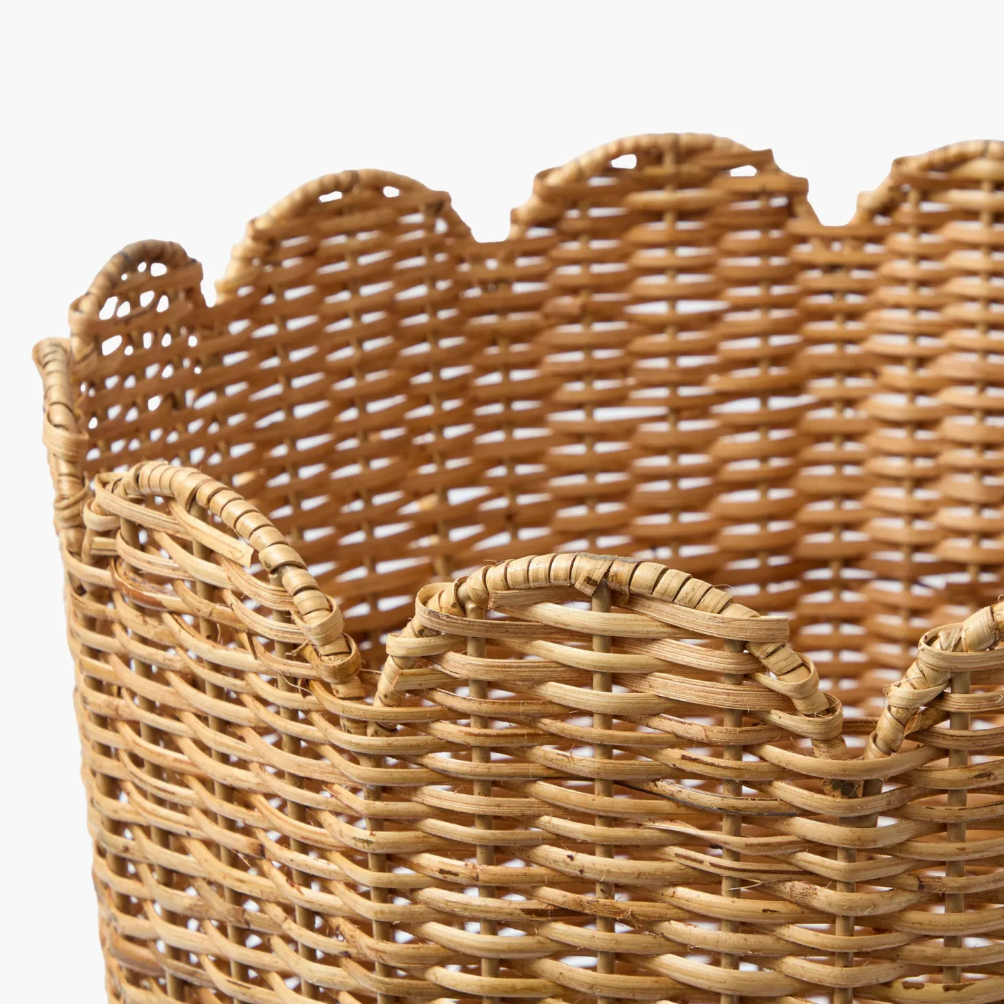 Scalloped Rattan Log Basket