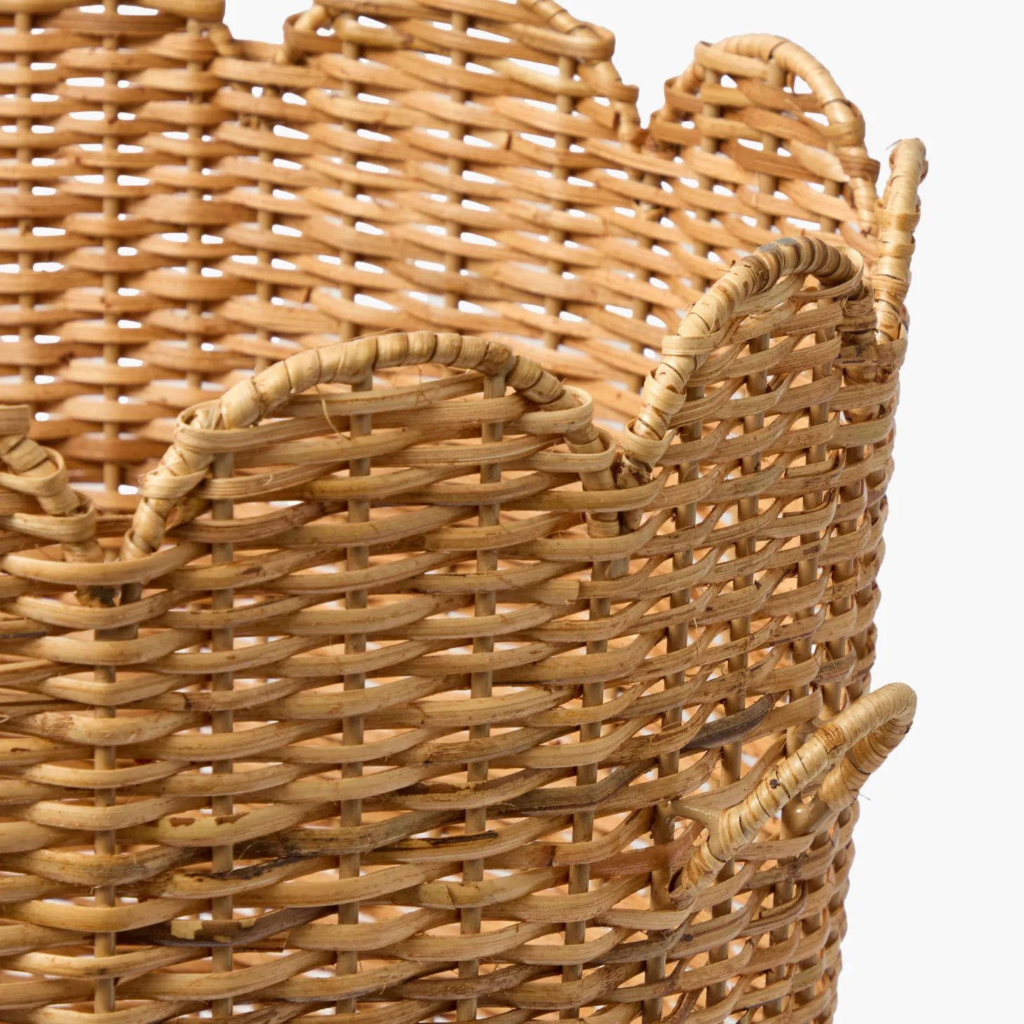 Scalloped Rattan Log Basket