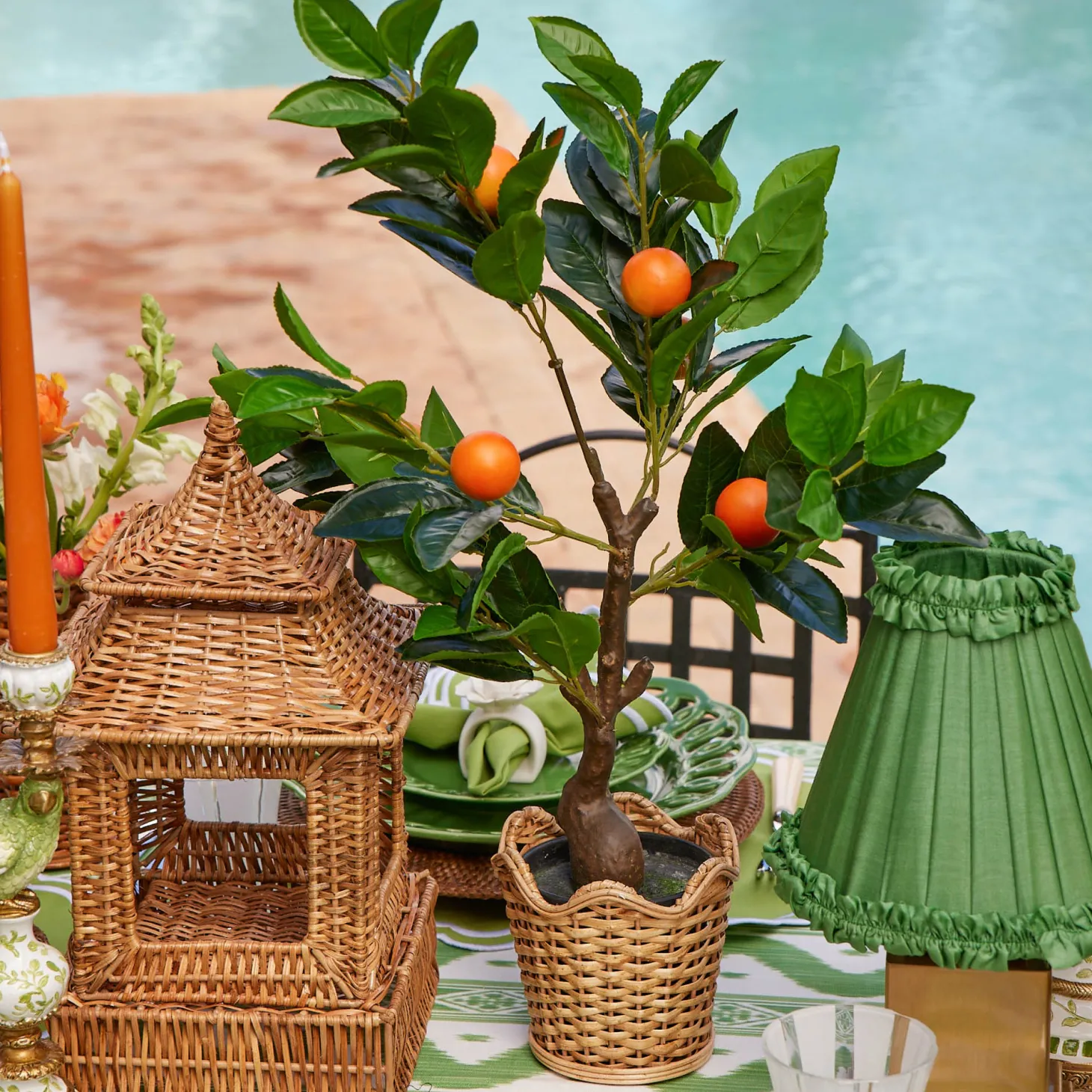 Scalloped Rattan Planter