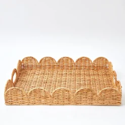 Scalloped Rattan Tray
