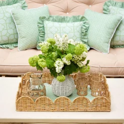 Scalloped Rattan Tray