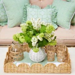 Scalloped Rattan Tray