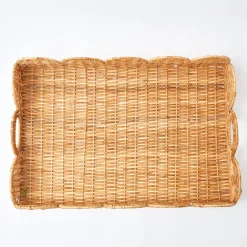 Scalloped Rattan Tray