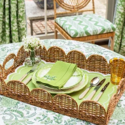 Scalloped Rattan Tray