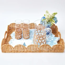 Scalloped Rattan Tray
