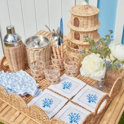 Scalloped Rattan Tray