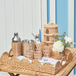 Scalloped Rattan Tray